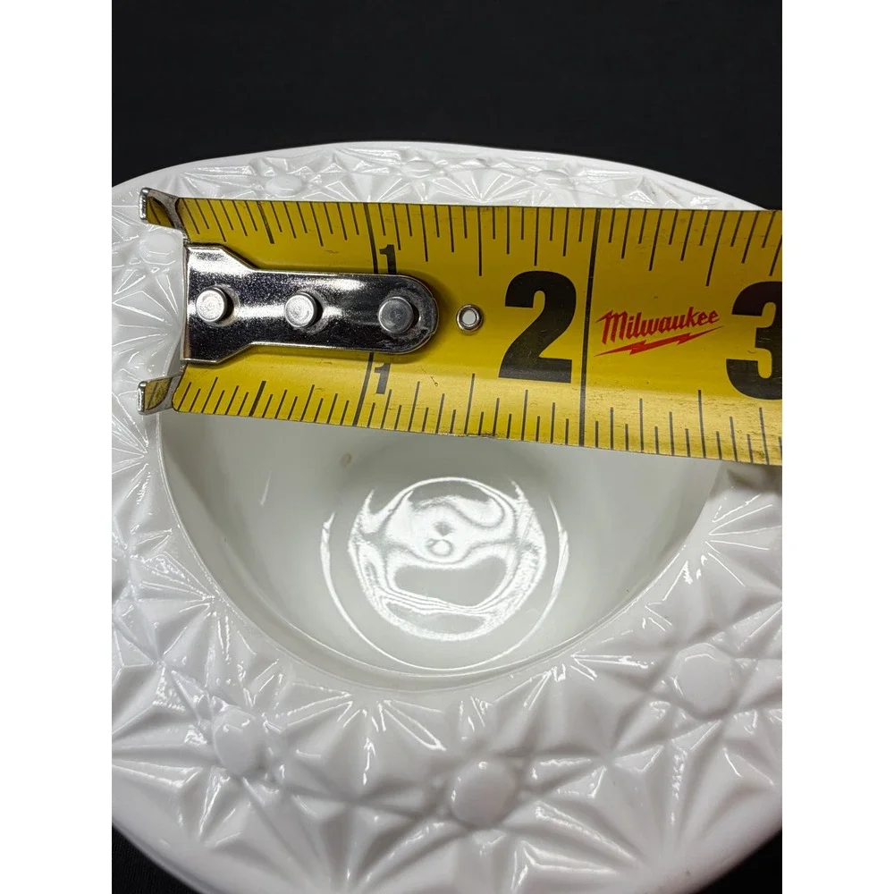 Vintage White Milk Glass Top Hat Daisy and Button Pattern Planter Decor